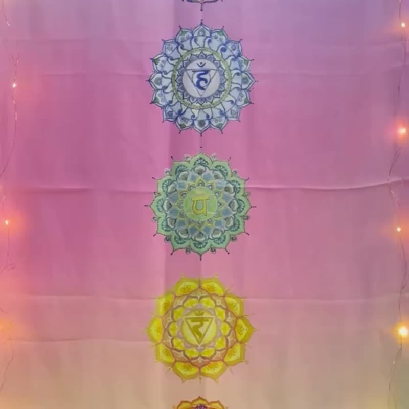 Exclusively created Joy Zen Seven Chakra Mandala Positive Energy Sacred Totem Hanging Cloth. Yoga Meditation Cloth - โปสเตอร์ - ผ้าฝ้าย/ผ้าลินิน หลากหลายสี