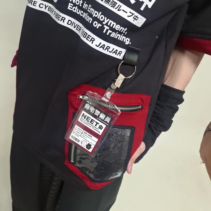 原創宅戰鬥兔NEET自宅警備員證件套兔耳朵短袖拉鍊連帽T恤JJ2543 - 帽T/大學T - 棉．麻 