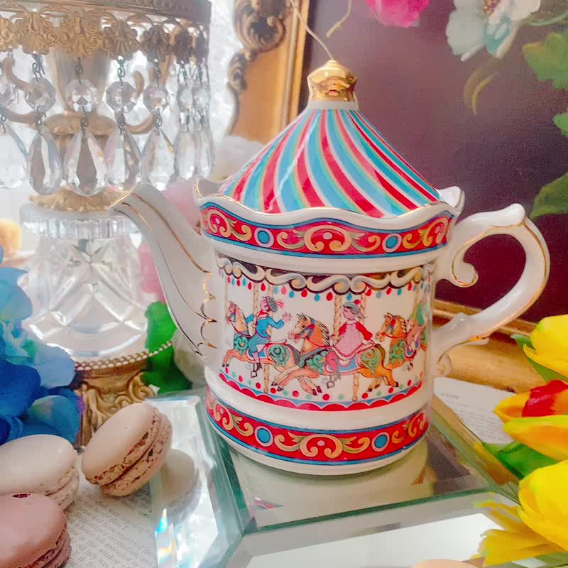 英國製 Sadler 旋轉木馬花茶壺 咖啡壺歡樂下午茶系列限量庫存品 - 茶壺/茶杯/茶具 - 瓷 多色
