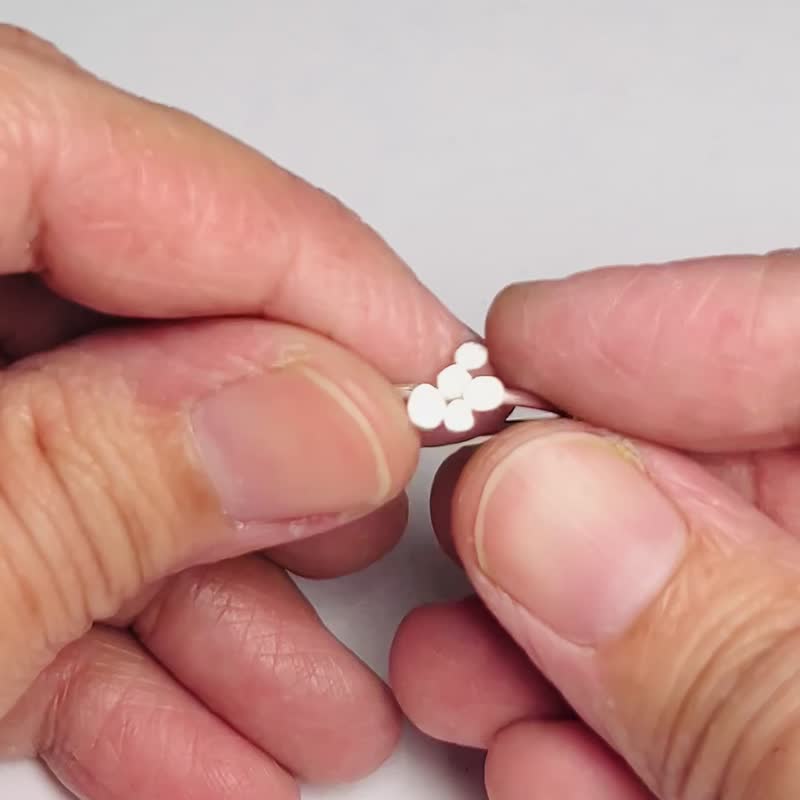 【Line Series】#a360 Dotted Line Ring (Size 12) – Handmade Silver Jewelry - General Rings - Silver Silver