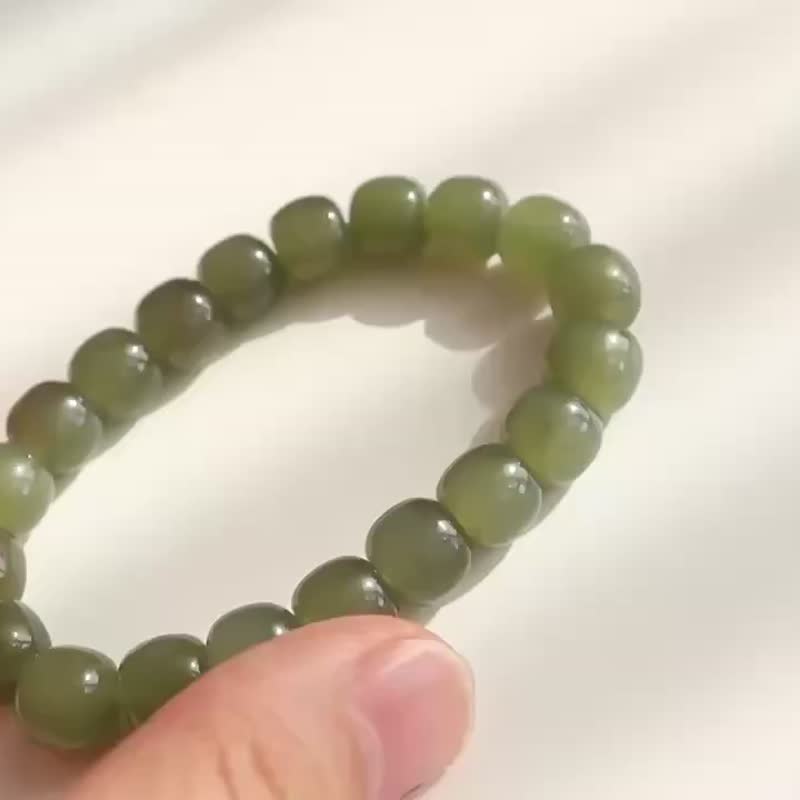 Natural Qingshui Hetian Jade Bracelet Ice-bottom Qingshui Material Old-style Bead Bracelet Jade Delicate Qingshui Jade Bracelet - สร้อยข้อมือ - หยก 