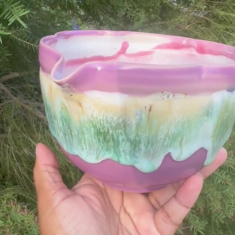 500毫升抹茶碗 - 花瓶/花器 - 陶 粉紅色