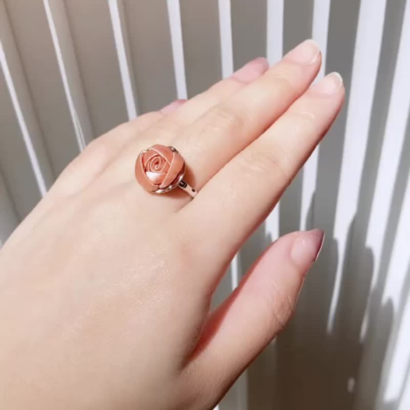 【Re-Re】 Silk Flora - Little Rose Ring - General Rings - Silk Pink