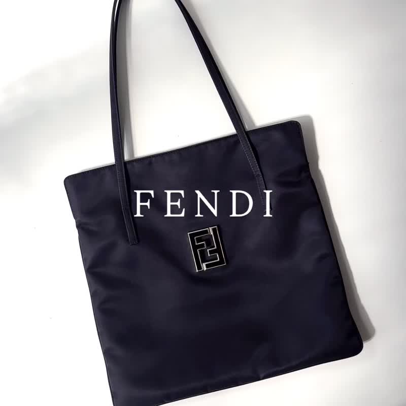 FENDI黑色帆布肩背托特包F15 vintage - 手提包/手提袋 - 其他材質 黑色
