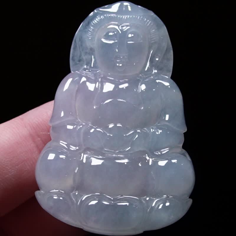 ビルマ翡翠観音様置物❣️天然翡翠　縁起物　贈答品  家庭円満　運気上昇❣️ 氷翡翠彫刻観音菩薩天然ビルマ翡翠ギフト | - ショップ Yingluo