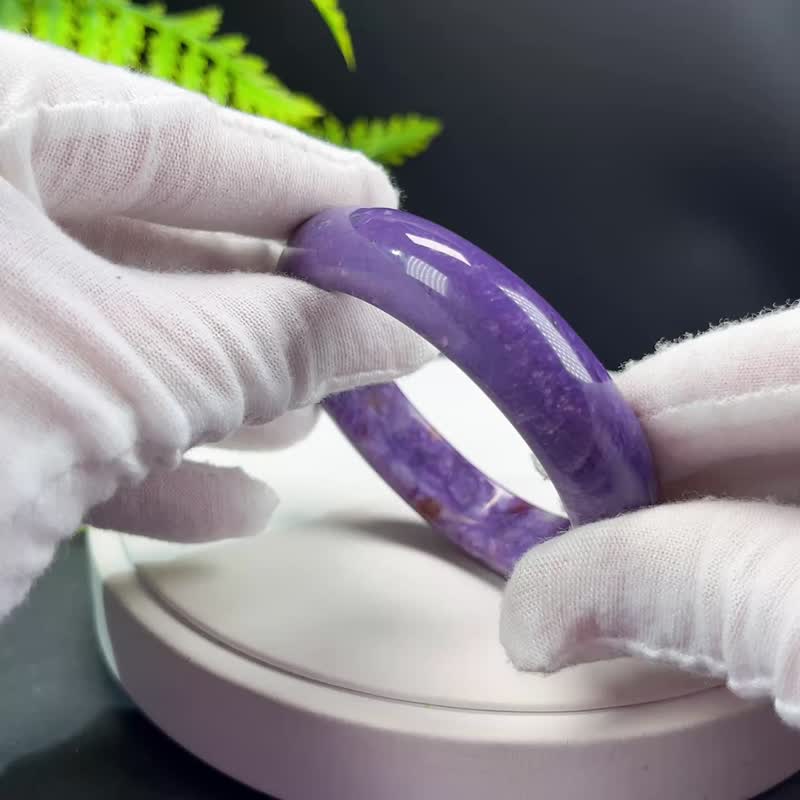 高等級 紫龍晶手鐲 55MM 高瓷玉化寶石手環女 內在成長 自我接納 - 手鍊/手環 - 寶石 紫色