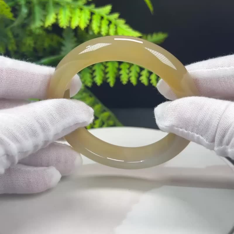 精品 香檳金瑪瑙手鐲 58MM 冰潤起剛玉髓手環 內在平衡 靈性啟迪 - 手鍊/手環 - 半寶石 