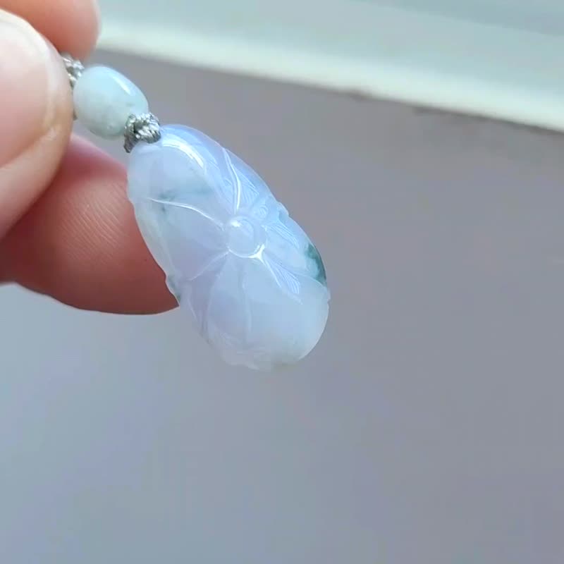 【親翠】天然翡翠 冰粉紫飄花荷荷美美仙氣飄飄荷葉項鍊 | 仙氣款 - 項鍊 - 玉石 紫色