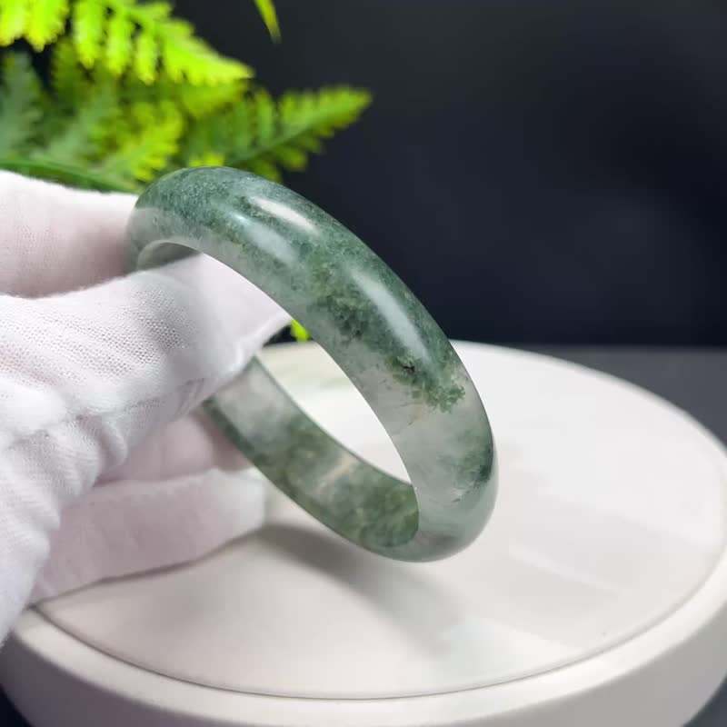 精美 綠色幻影幽靈水晶手鐲 54MM 啞光透感異象石英手環 招財聚寶 - 手鍊/手環 - 水晶 綠色