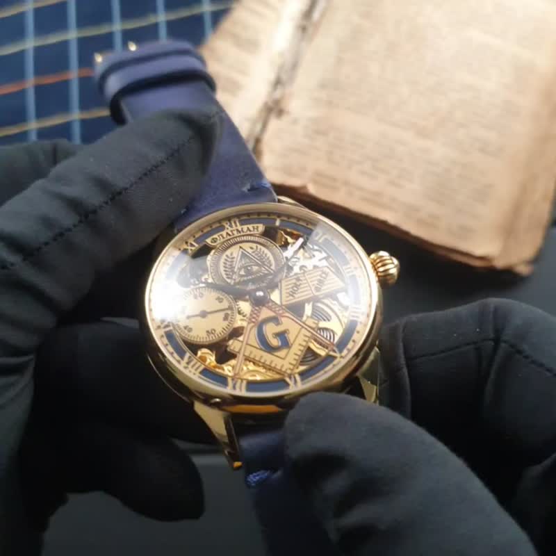 Freemason watch, Masonic watch, Handmade watch, Skeleton watch,Custom watch - Men's & Unisex Watches - Other Materials Multicolor