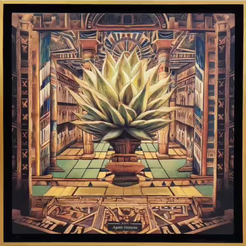 Agave digital print creation-Egyptian decorative style (sold with frame) limited edition printing - Posters - Cotton & Hemp 