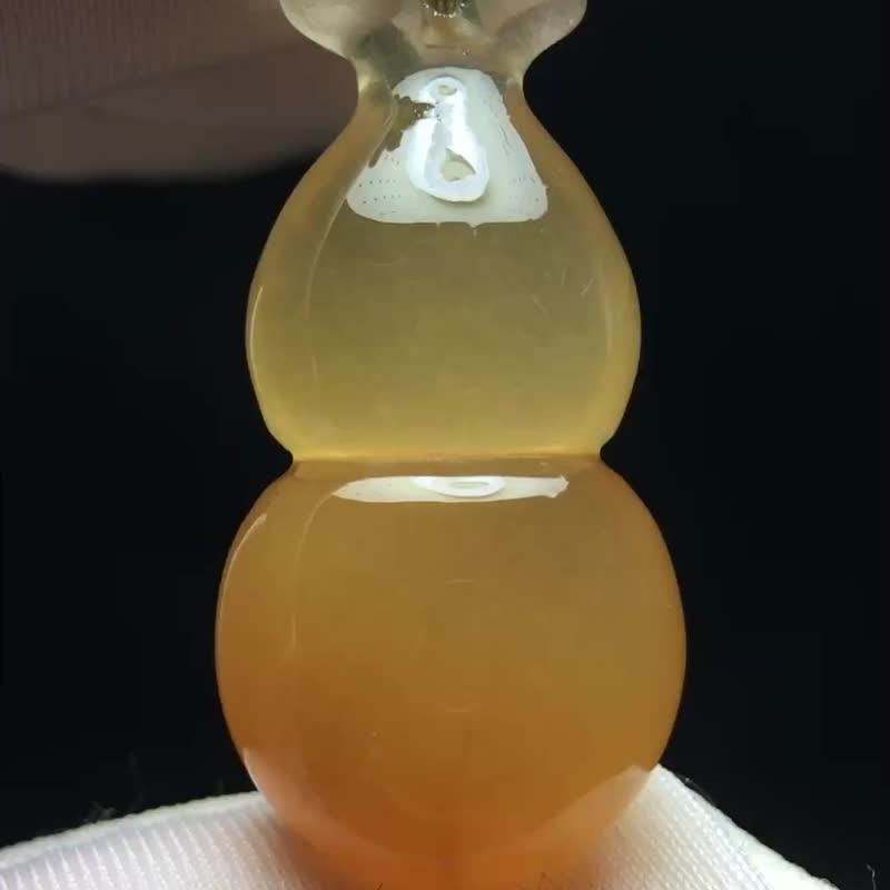 天然黃兔毛葫蘆吊墜   雕工精美造型飽滿圓潤  純天然原色水 潤 - 項鍊 - 水晶 