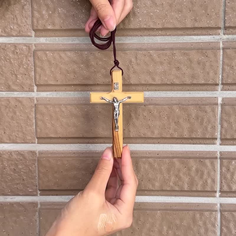 Necklace,Car Hanging,Universal Ornament,Imported Olive Wood Crucifix Accessory - Necklaces - Wood Brown