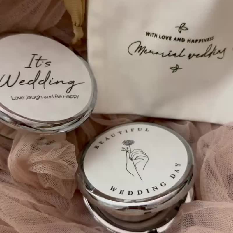 Wedding souvenirs - Portable makeup mirror, gift pocket, bridesmaid gift, official style, large quantity available, customizable - อื่นๆ - วัสดุอื่นๆ 