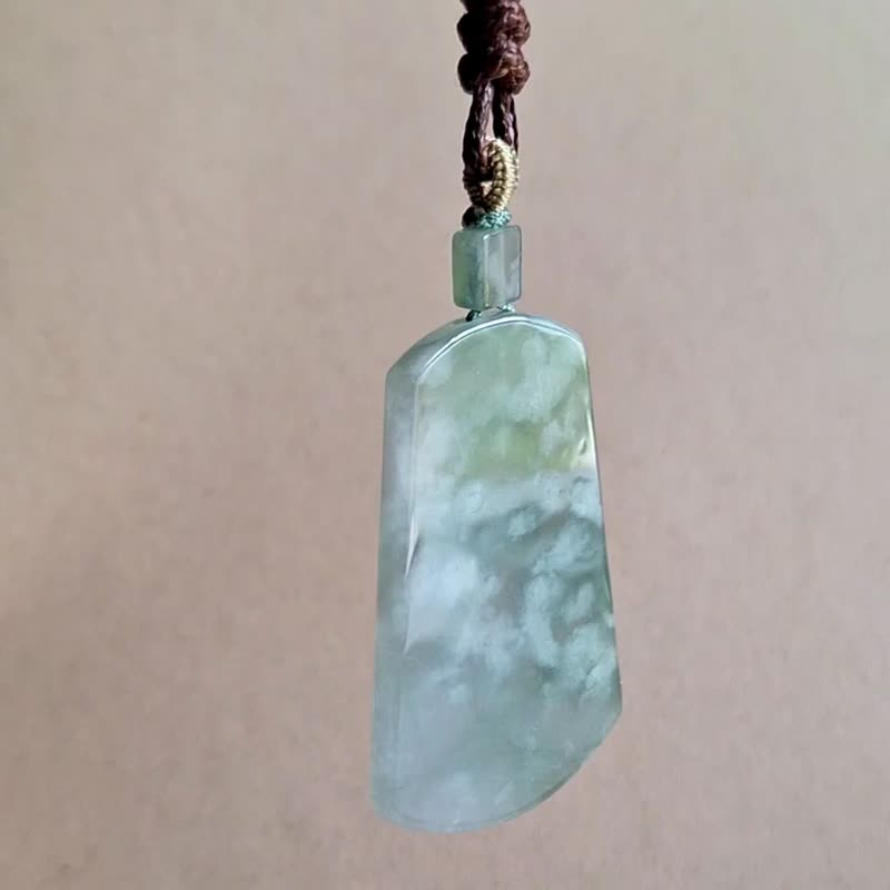 Artistic conception cloud cotton Wushi brand pendant | Natural Burmese jade pendant - Necklaces - Jade 