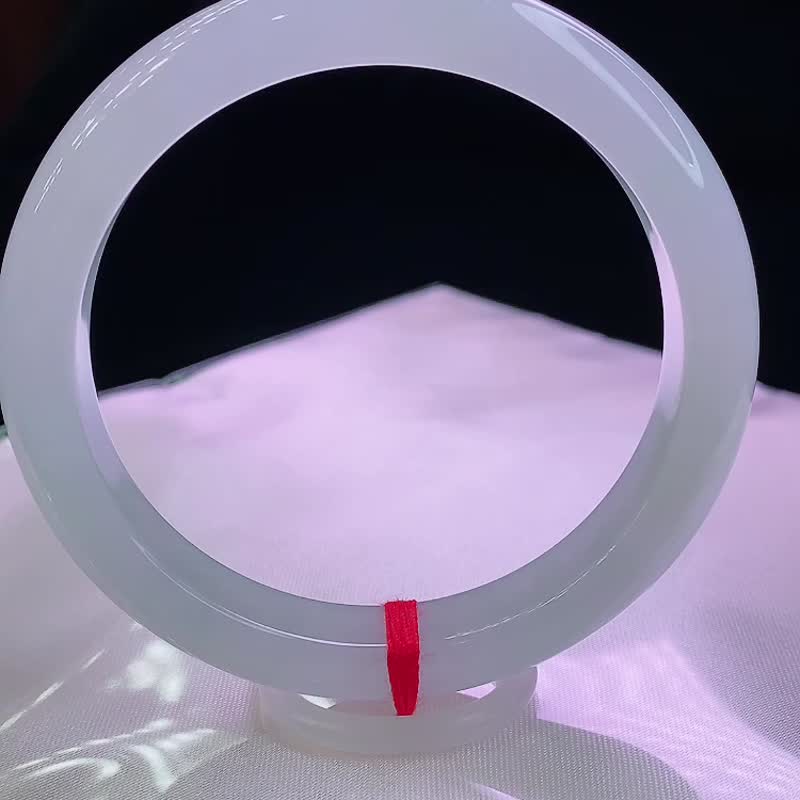 緬甸老坑 天然A貨翡翠手鐲 圈口56.5MM 冰潤細膩水頭足 編號08727 - 手鍊/手環 - 玉石 