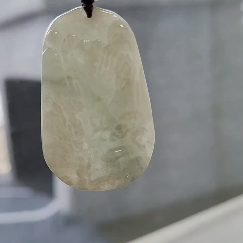【親翠】天然翡翠 冰睛老種詩畫山水意境山水牌項鍊 有山有水有靠 - 項鍊 - 玉石 