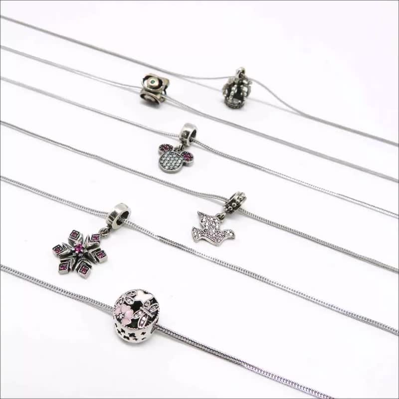 925 Silver Necklace Dragonfly Flower Snowflake Pigeon Ingot Crown Options - สร้อยคอ - เงินแท้ สีเทา