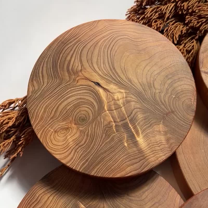 台湾レッドヒノキの団子模様のラウンドコースター - 木の香りが持続します - ランチョンマット - 木製 
