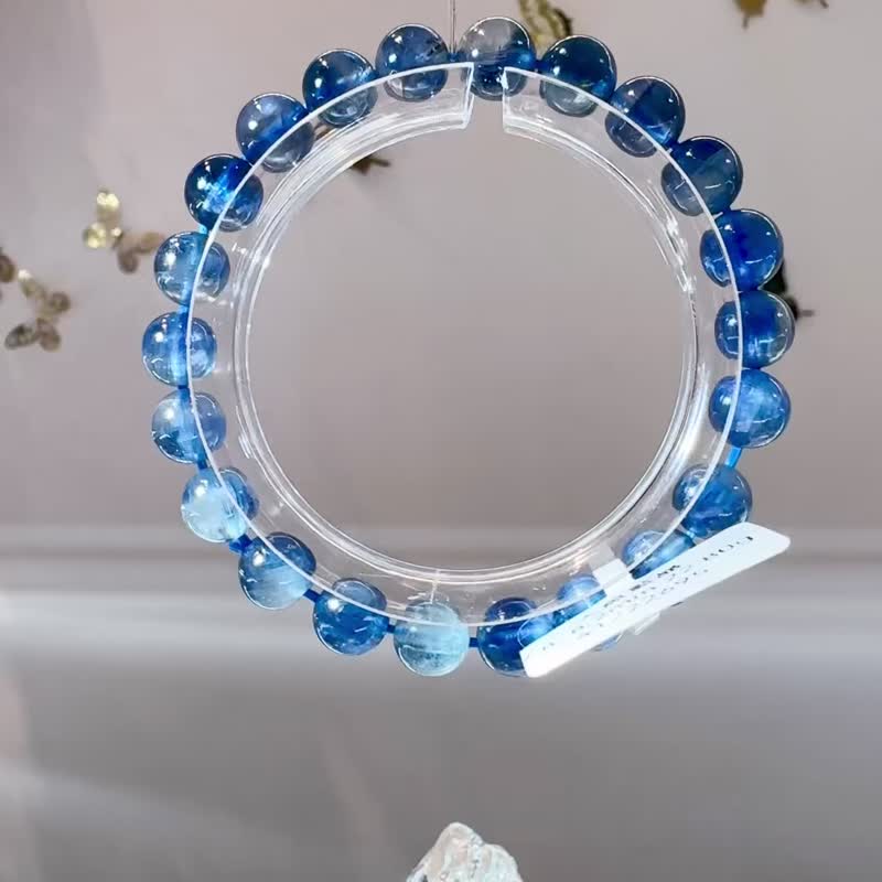 最高級數美人魚藍晶石7.8-8.2mm22.80g轉運水晶晶石提升洞悉力 - 手鍊/手環 - 水晶 藍色
