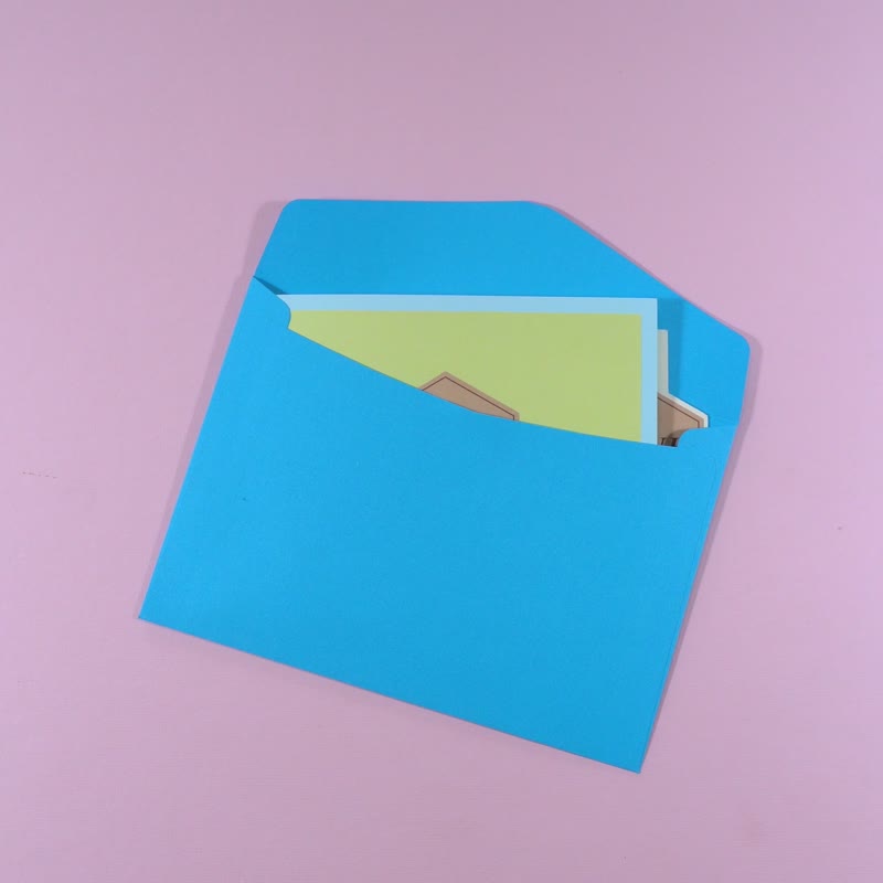 瀑布卡片材料組合包－藍黃色 (需自己動手做) - 心意卡/卡片 - 紙 藍色