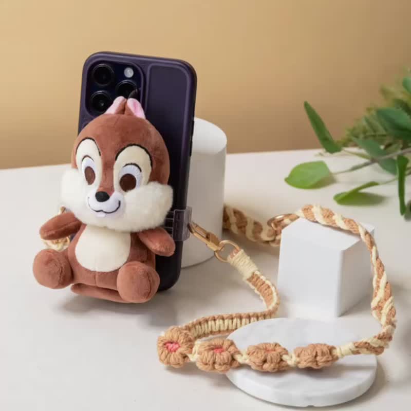 (Must-have for travel) Disney Qiqi Plush Doll Cell Phone Back Holder + Environmentally Friendly Bag (Must-have for Travel) - อุปกรณ์เสริมอื่น ๆ - วัสดุอื่นๆ สีนำ้ตาล