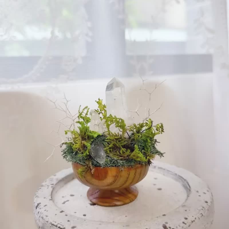 完整的自己  白水晶簇-辦公室小物 。永生葉材綠植栽 - 盆栽/植栽 - 水晶 白色