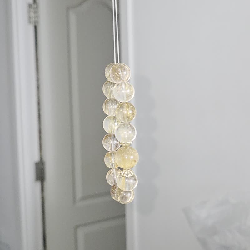 天然ルチルクォーツ 11-12mm クリスタルブレスレット 財運とビジネス成功を招く、ビジネスパーソン必須のアイテム - ブレスレット - クリスタル ゴールド