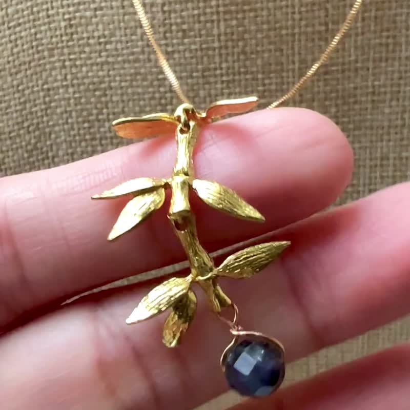 情人節禮物 ||紫竹|| 菫青石 黃銅包18K金 可調式項鍊 僅此一件 - 項鍊 - 水晶 多色
