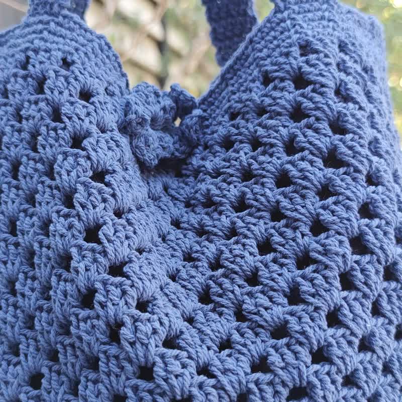 Indy Crochet - 手工製作的靛藍手提袋 - 手提包/手提袋 - 棉．麻 藍色