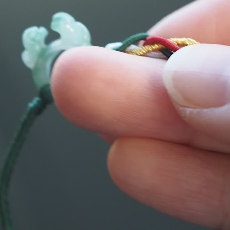 寶淇 -  暖星-飄花小鹿環手繩 - 天然A貨翡翠 - 手鍊/手鐲 - 玉石 綠色