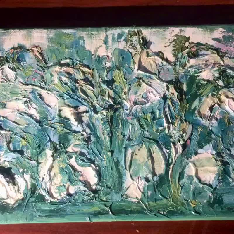 Abstract snowdrops original oil impasto textured painting on canvas wall decor - ตกแต่งผนัง - วัสดุอื่นๆ สีเขียว