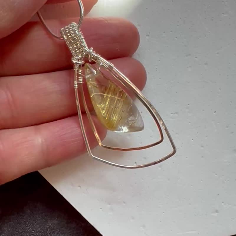 金鈦晶翅膀吊咀連項鏈 - 項鍊 - 純銀 