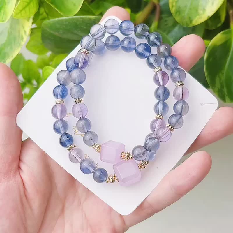 Natural cordierite blue and purple bracelet - Bracelets - Crystal Purple