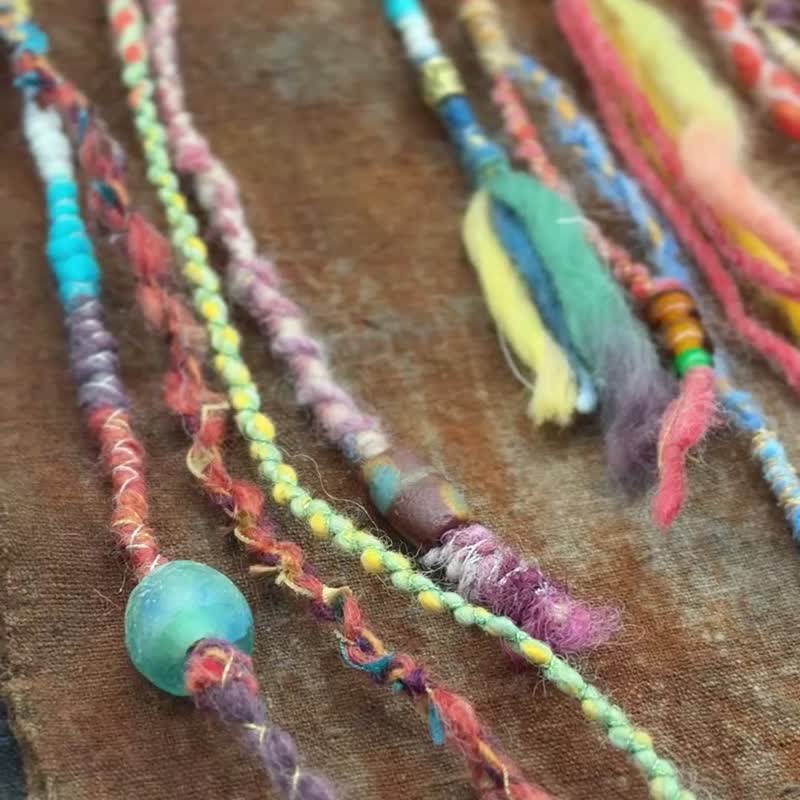 Gypsy hair Clip 穿戴式髒辮 髮夾髮片 (Orange) - 髮夾/鯊魚夾 - 羊毛 橘色