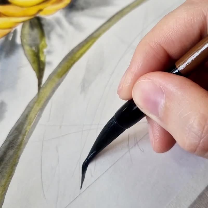 抽象的象征水彩作品与向日葵 - 壁貼/牆壁裝飾 - 紙 多色
