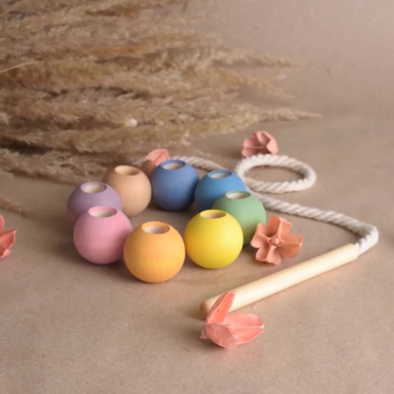 Wooden Lacing in Pastel Rainbow Colors for Children Montessori Educational Sens - 寶寶/兒童玩具/玩偶 - 木頭 粉紅色
