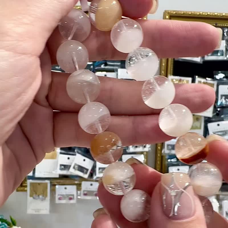 天然半盆漸層兔毛水晶12.8-13.5mm51.4g護身符淨化快樂能量解壓 - 手鍊/手環 - 水晶 多色