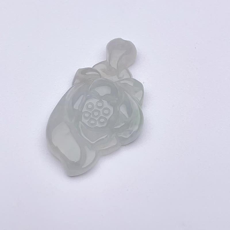 冰種翡翠蓮花項鍊 | 天然緬甸玉翡翠A貨 | 送禮 - 吊飾/掛飾 - 玉石 白色