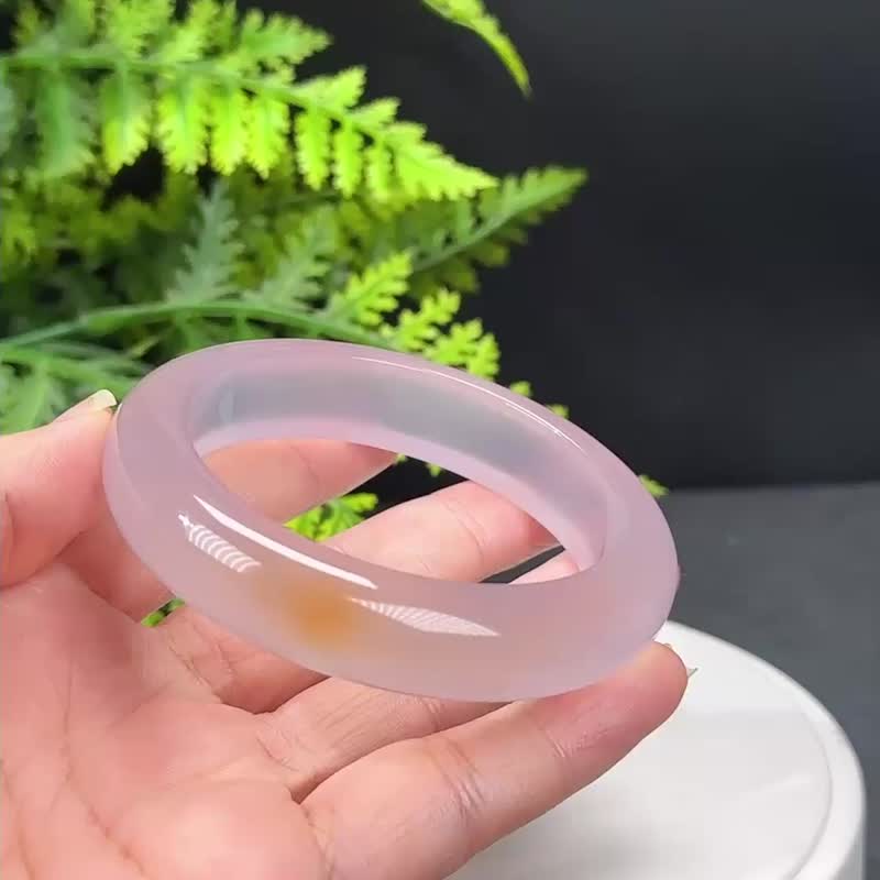 優質 紫色瑪瑙手鐲 58MM 高冰凈體起剛飄一口糖玉髓手環 鴻運當頭 - 手鍊/手環 - 半寶石 紫色
