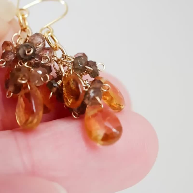 Citrine andalusite Clip-On, earring charms - ต่างหู - หิน สีส้ม