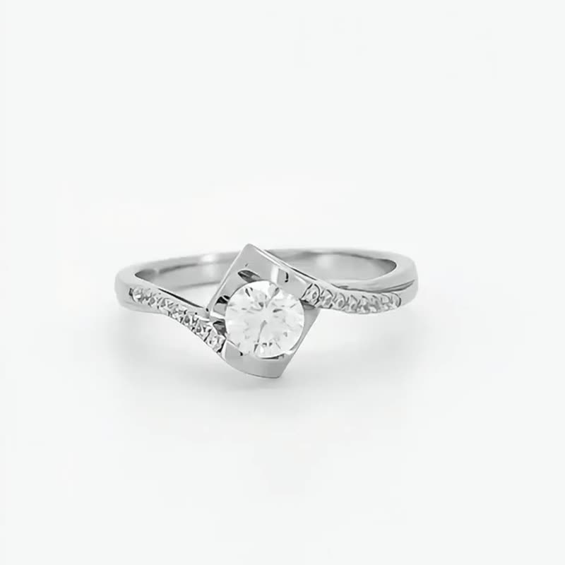 莫桑石 莫桑鑽 天使之吻百搭鑽戒 台北門市 客製化訂製白金 - 戒指 - 其他材質 