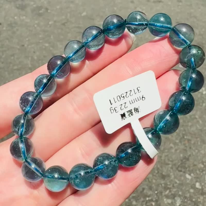 精品濃色海藍海藍寶水晶9mm22.3g平衡情緒減緩壓力提高溝通 - 手鍊/手環 - 水晶 藍色
