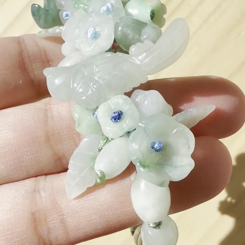 手工編織翡翠手鍊 — 光中羽影 - 手鍊/手環 - 玉石 綠色