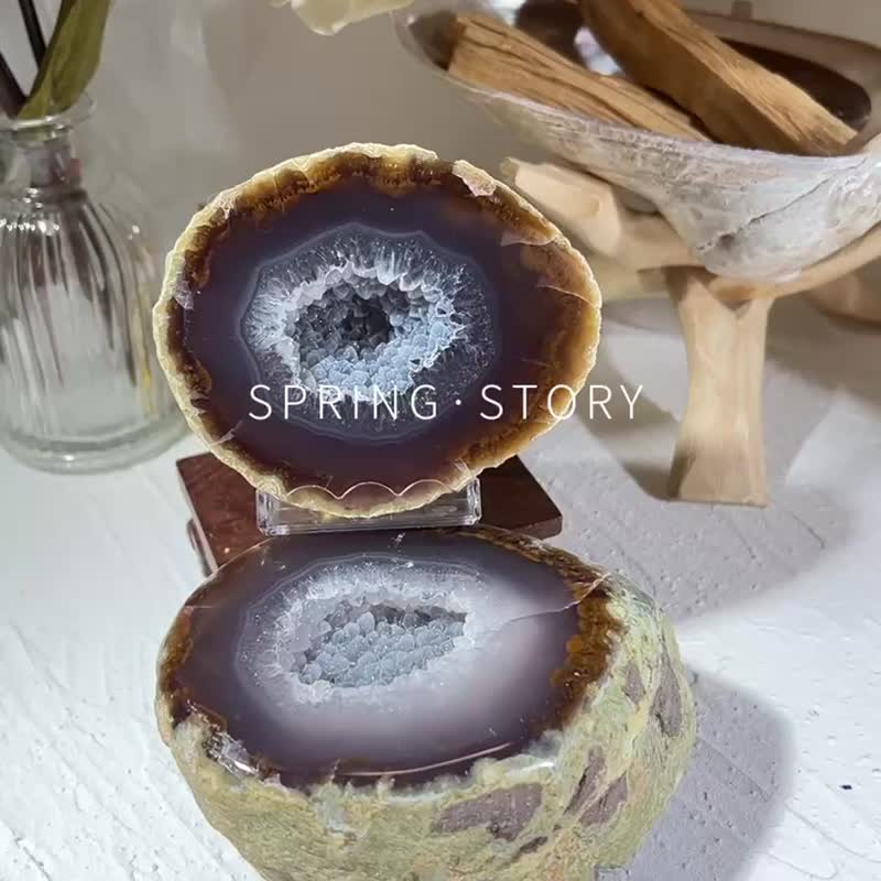 Crystal Agate Treasure Pot, Rare Gummy Style, Purple Agate Edge, Attract Wealth - ของวางตกแต่ง - คริสตัล 