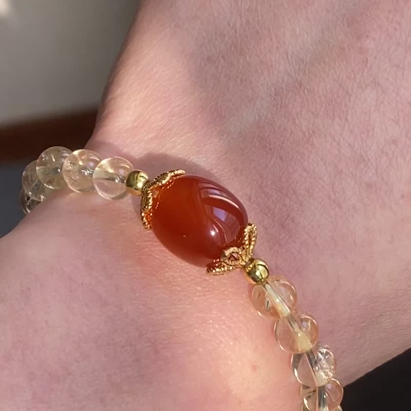 Natural citrine and red agate bracelet - Bracelets - Crystal Yellow