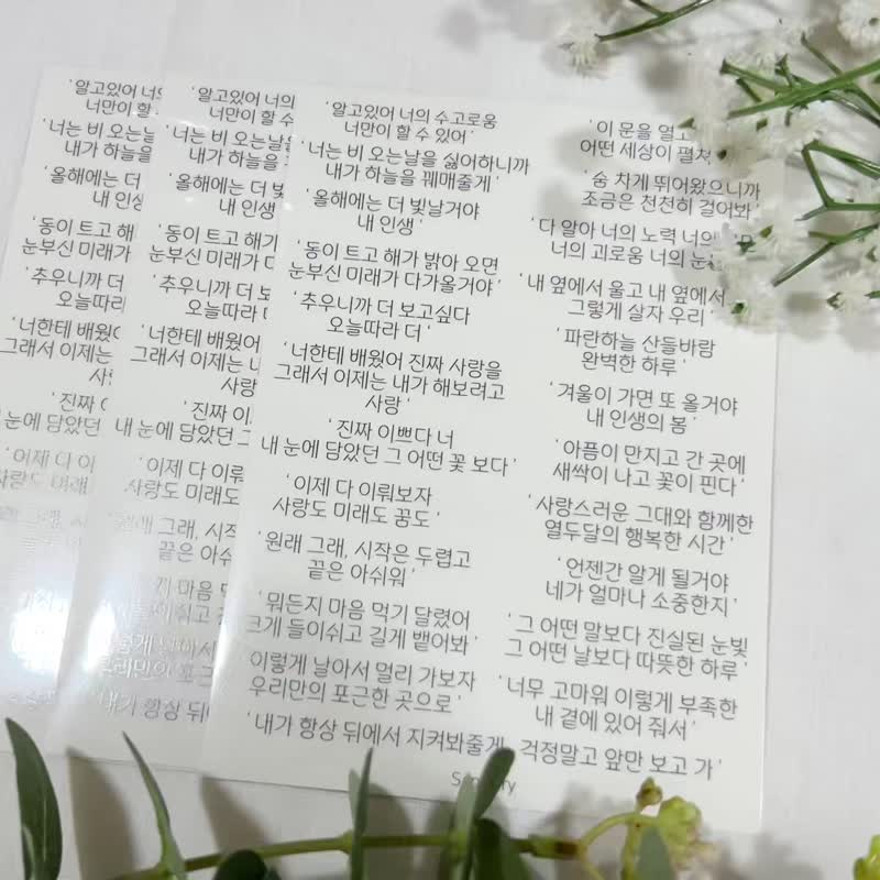 Sensiary - 感性的なクリーンな韓国語レタリング グロシートランスパレントステッカー 3枚セット - ステッカー・シール - 紙 