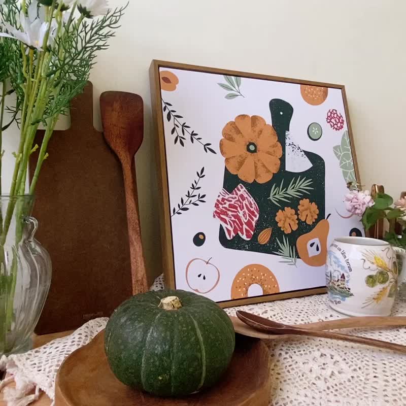 食光 • 開胃餐盤 - 開胃菜插圖裝飾掛畫/餐酒館掛畫/開店禮物 - 海報/掛畫/掛布 - 棉．麻 綠色