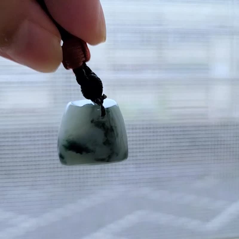 【親翠】天然翡翠 冰飄墨水藍綠花厚實包型原石調整項鍊 原石藝術 - 項鍊 - 玉石 多色