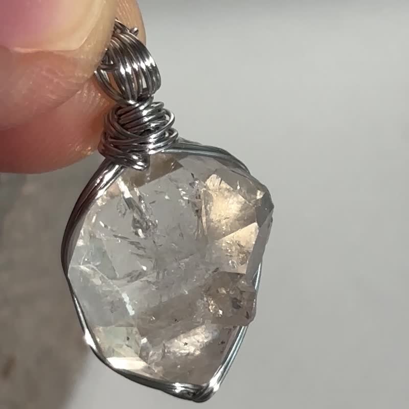 *原石* 獨一無二* 天然閃靈鑽頸鏈 Natural Herkimer - 頸鏈 - 水晶 白色